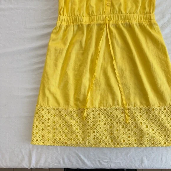 ELLE Yellow‎ Eyelet Sleeveless Dress Collared Mini Casual Summer XS - Picture 3 of 5
